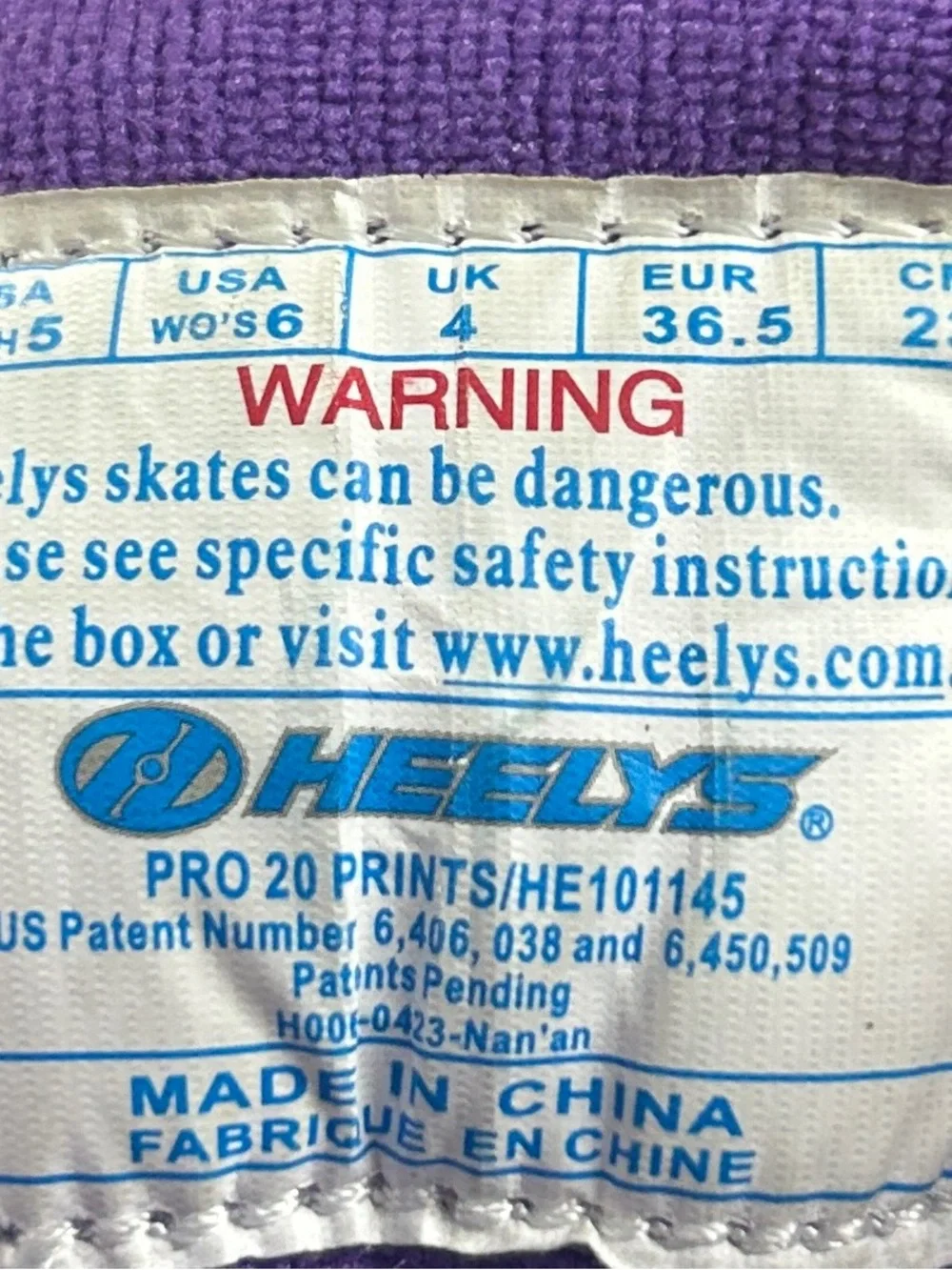 Heelys Pro 20 Prints Purple Multi Skate Shoes Youth 5 Womens 6